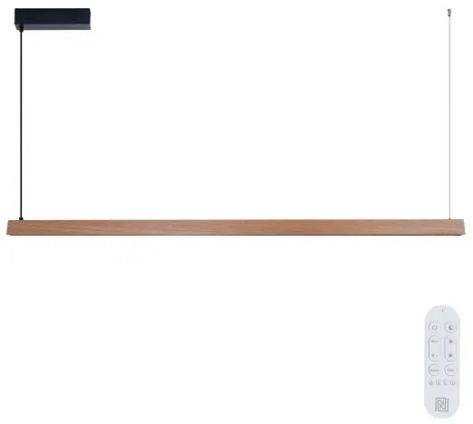 Immax NEO 07304L - Lustră LED reglabilă pe cablu MADEIRA, 33W/230V, Wi-Fi Tuya, 152 cm, stejar