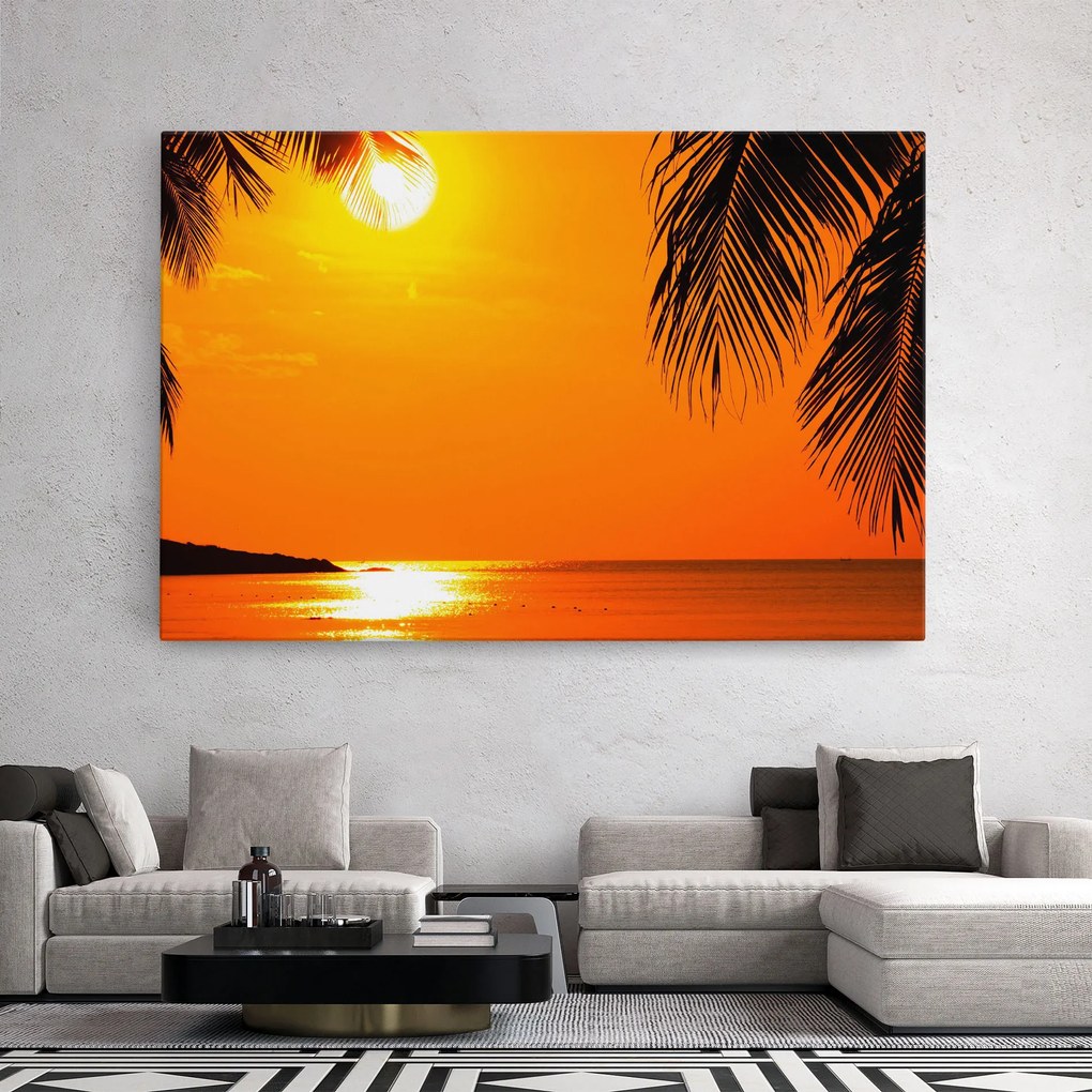 Tablou Canvas, 90x140cm, Dormitor si Living, Peisaje, Vara, Tropical Beach Sunset