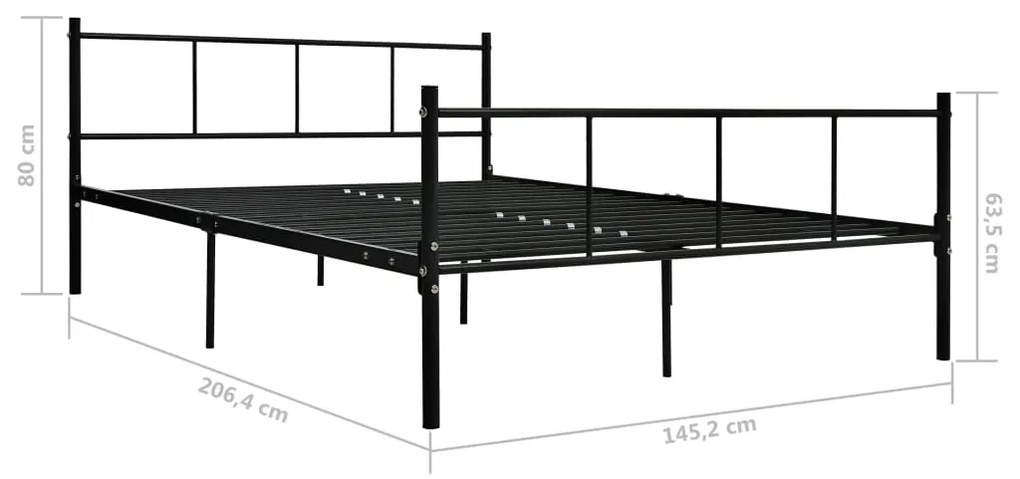 Cadru de pat, negru, 140 x 200 cm, metal Negru, 140 x 200 cm