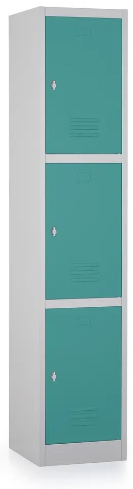 Dulap metalic - 3 cutii, 38 x 45 x 185 cm, blocare, verde - ral 6033