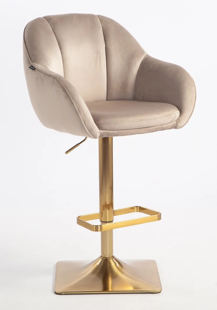 HR2055KW Scaun Latte din Catifea cu Bază Aurie