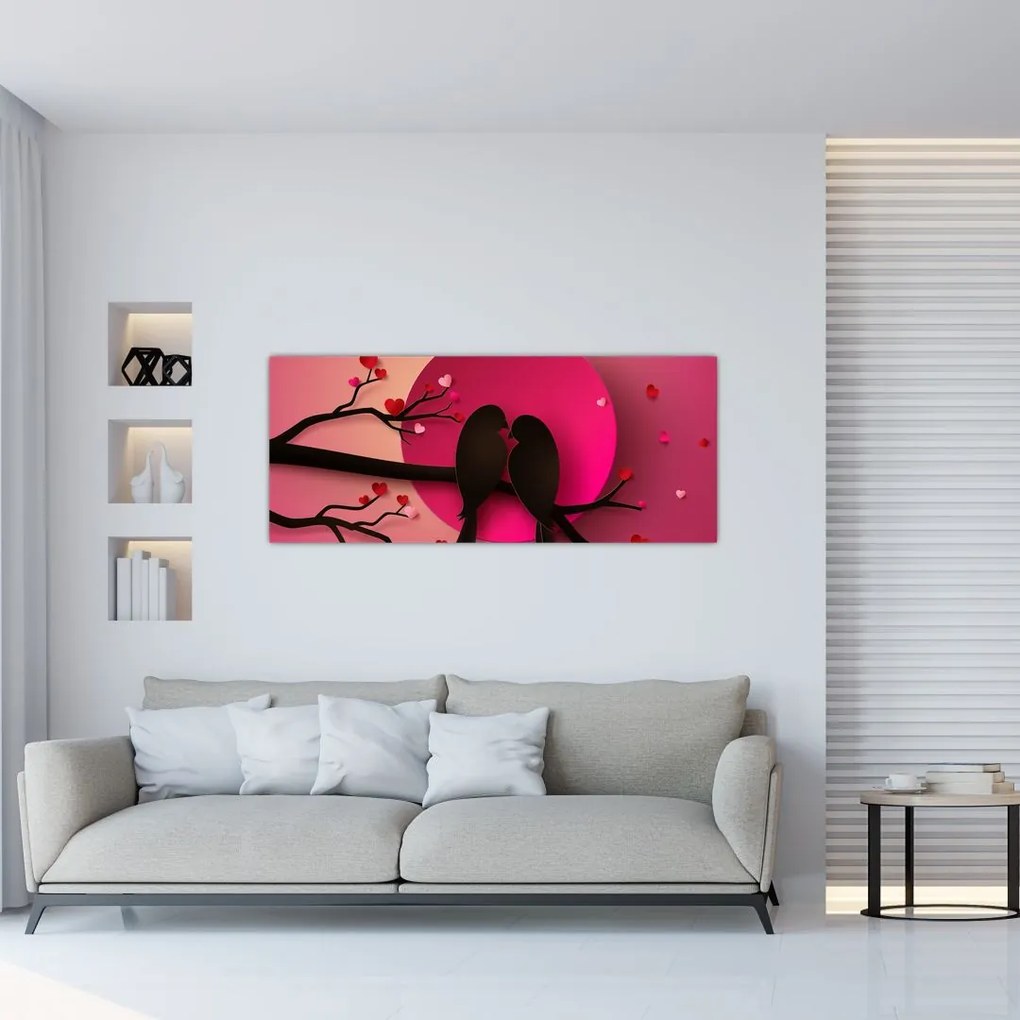 Tablou - Păsări îndrăgostite (120x50 cm)