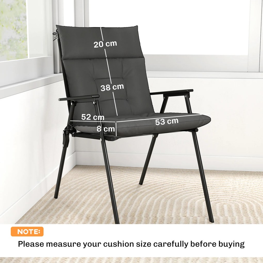 Outsunny Set de 4 perne pentru scaune de grădină impermeabile și antiderapante cu spătar și curele 112x53 cm Gri Închis | Aosom Romania