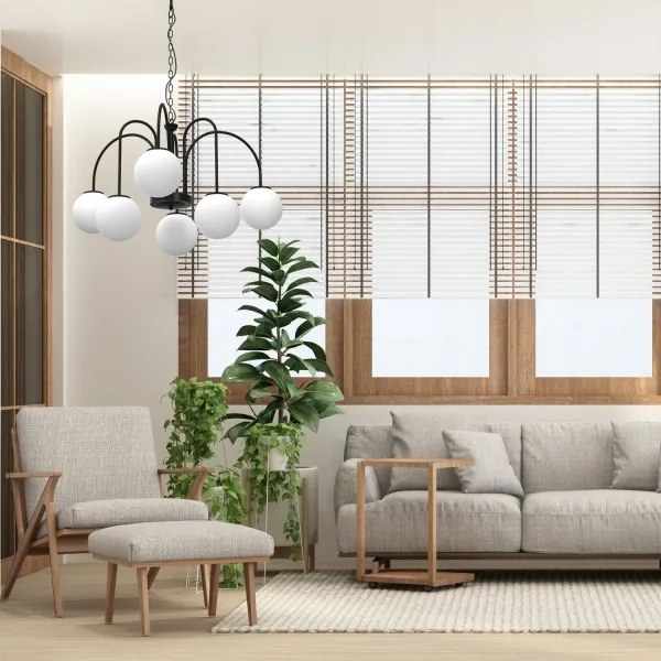 Lustră pe lanț CAMBRIDGE 6xE14/60W/230V neagră