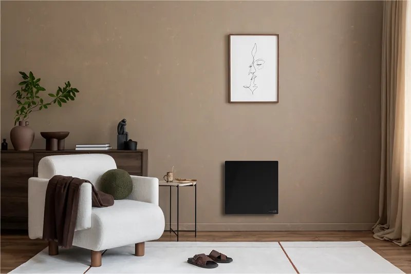 Convector electric de perete AENO AGH0012S, 500W, 12 m², LED, Wi-Fi, Senzori de inclinare si cadere, IP24, Negru