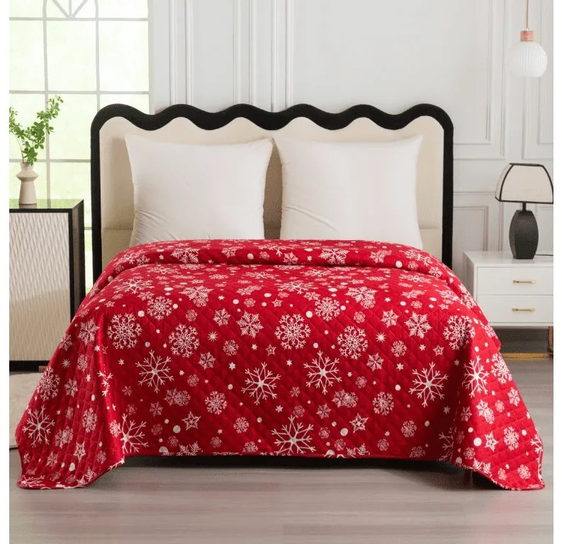 Cuvertura de pat cu model SNOWFALL, rosu Dimensiune: 220 x 240 cm