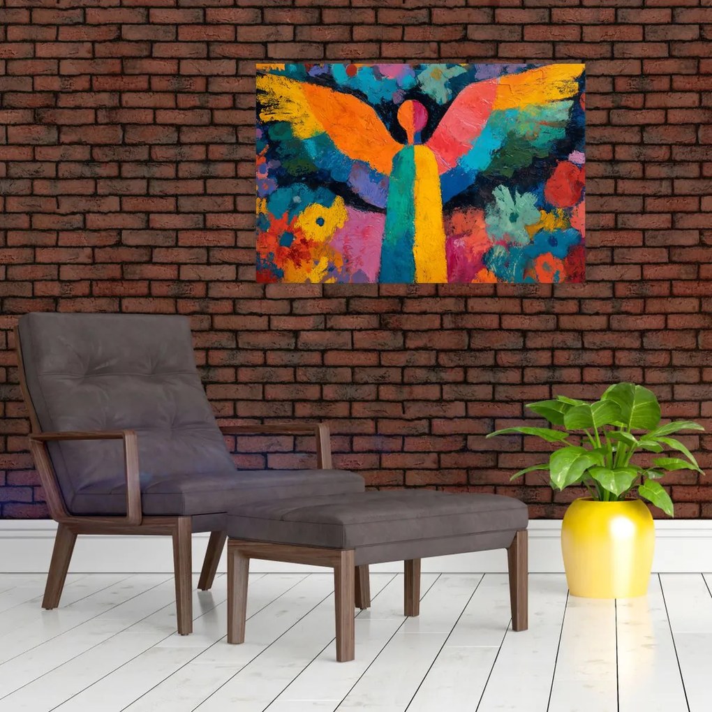 Tablou - Înger abstract cu flori (90x60 cm)