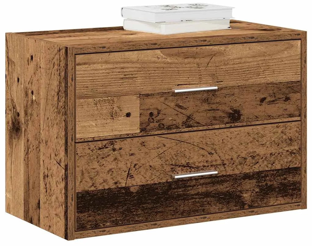 vidaXL Dulap cu 2 sertare Lemn vechi 60x31x40 cm Lemn prelucrat