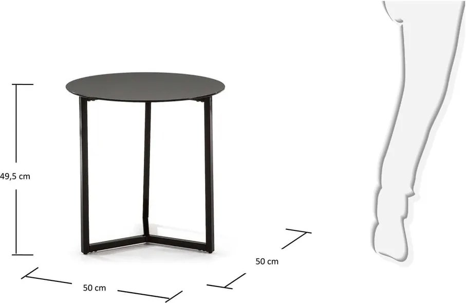 Măsuță auxiliară Kave Home Marae, ⌀ 50 cm, negru
