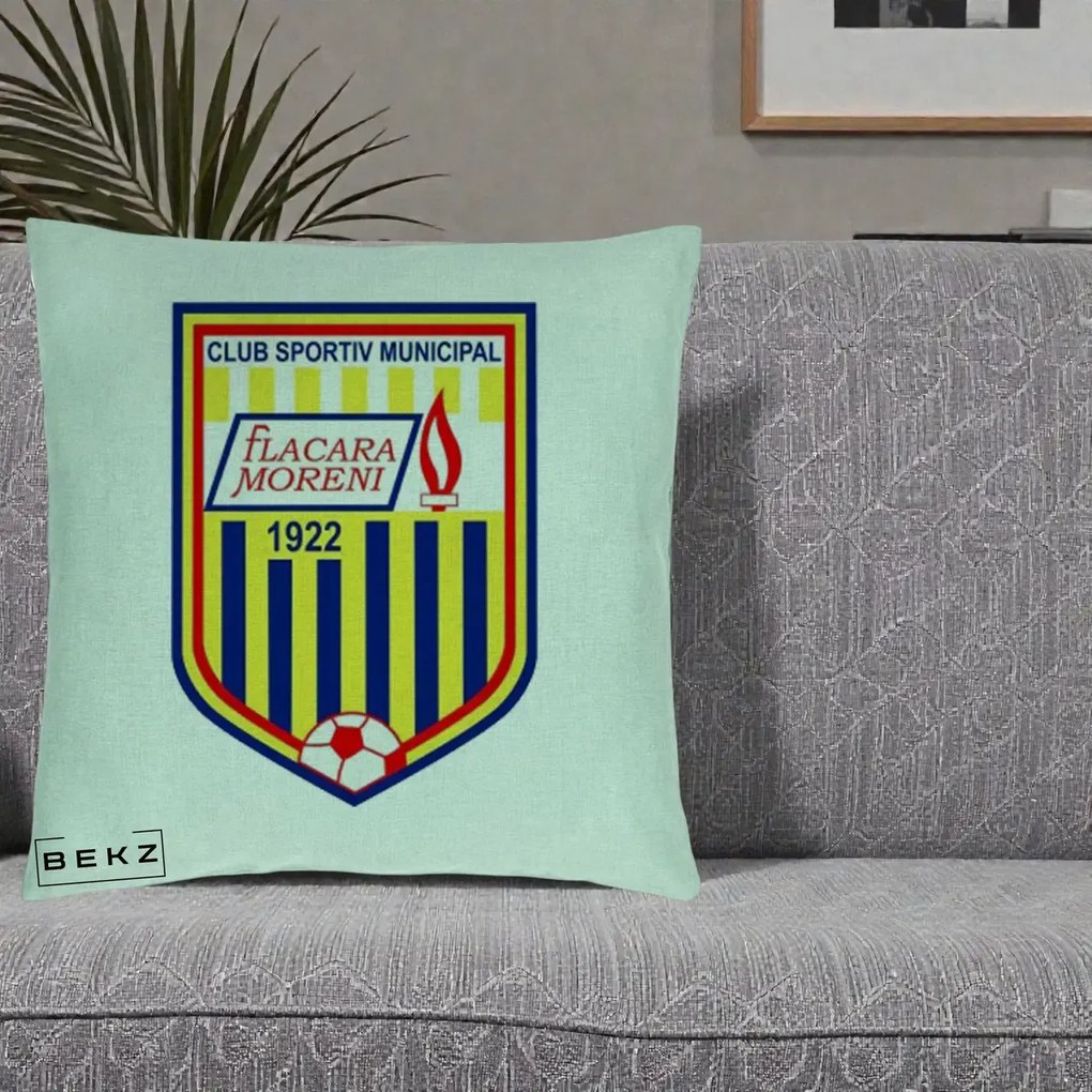 Perna Personalizata CSM Flacara Moreni 1922 Fotbal, 40x40 cm, Verde Menta, Husa Detasabila, Perna Inclusa, BEKZ®