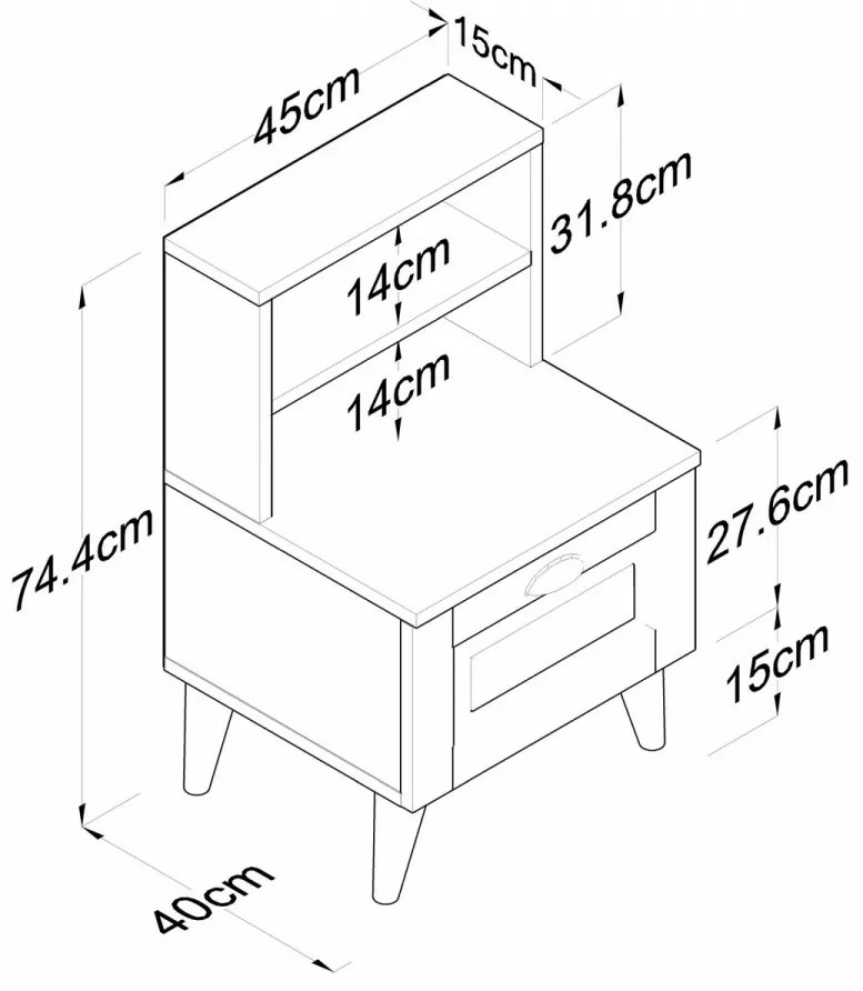 Noptiera BD105 - 2030, Alb