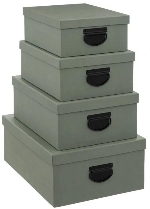 Set 4 cutii depozitare Sorter Green, 28 x 22 x H 11 cm, 30.5 x 24 x H 12.5 cm, 35 x  26 x H.14 cm, 39.5x 30 x H 16 cm