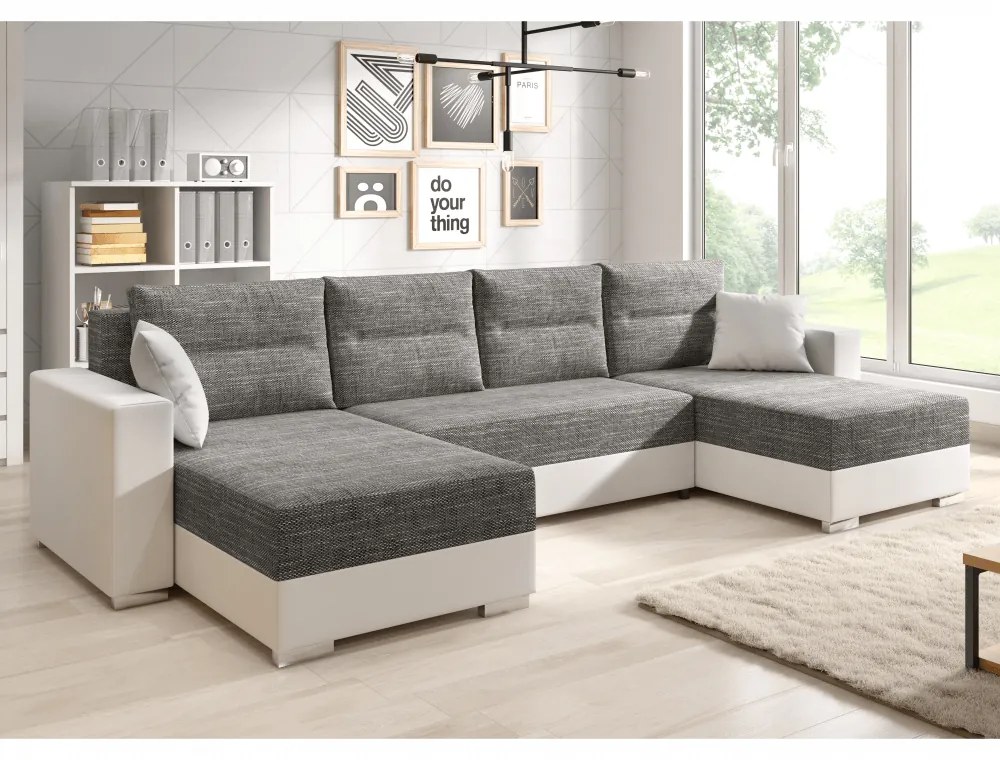 Colţar reversibil, alb/gri maroniu, ESSEN