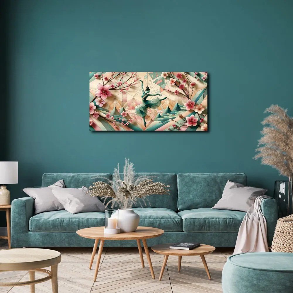 Tablou balerină abstractă printre flori