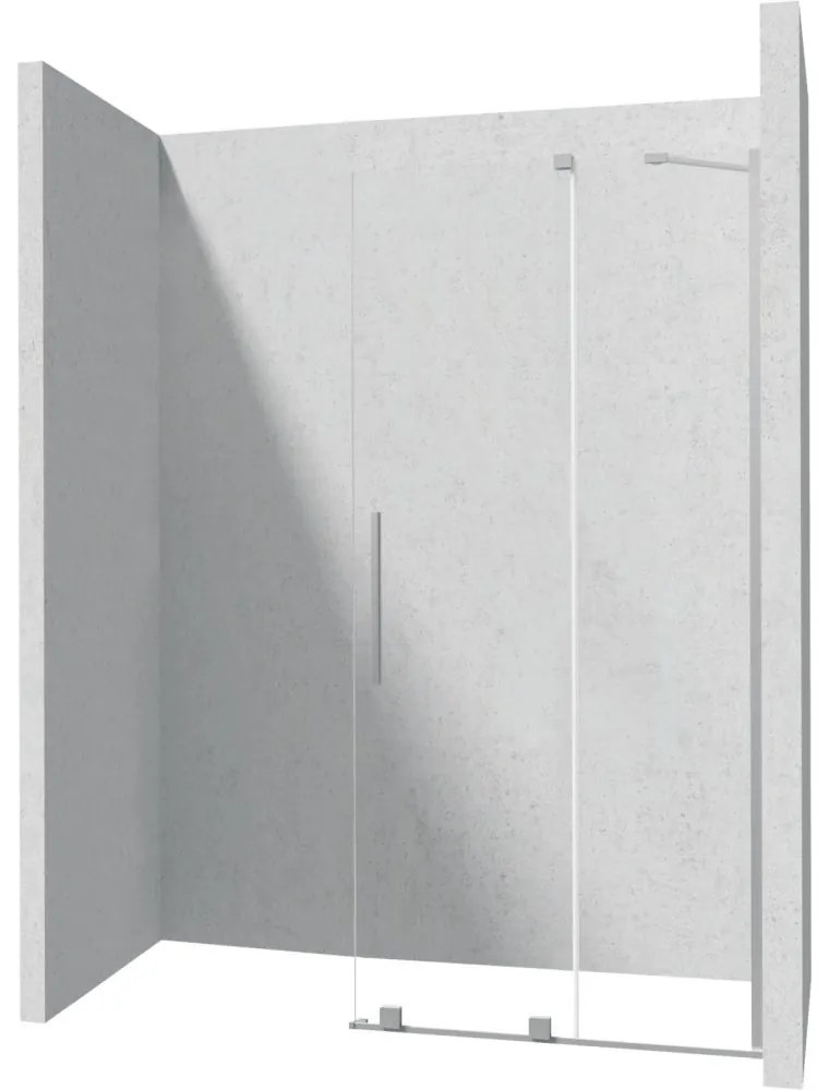 Paravan dus sticla securizata walk-in cu usa glisanta, 100x195 cm, otel slefuit, Deante Prizma Otel slefuit, 1000x1950 mm