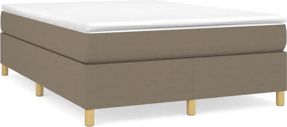 vidaXL Cadru de pat cu arcuri, gri taupe, 140x190 cm, textil