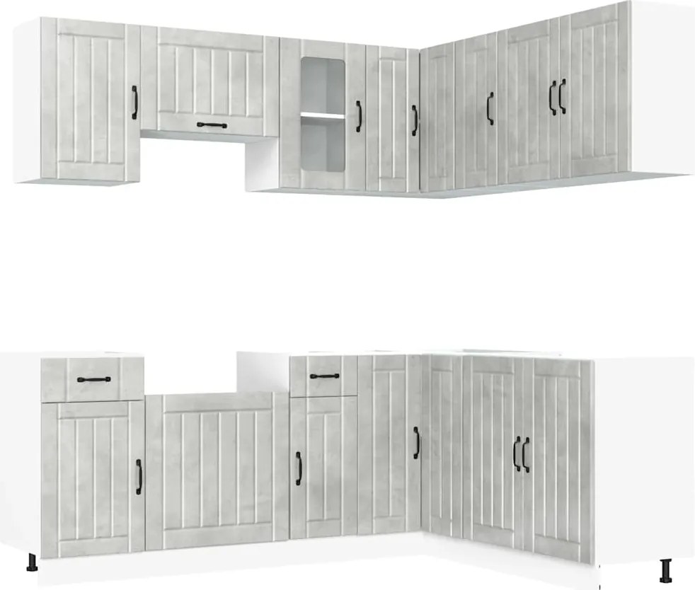 vidaXL Set dulapuri de bucătărie 11 piese „Lucca” gri beton Lemn