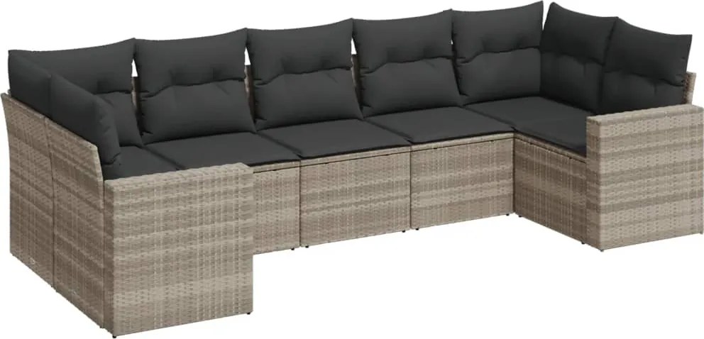 vidaXL Set canapele de grădină cu perne, 7piese gri deschis poliratan