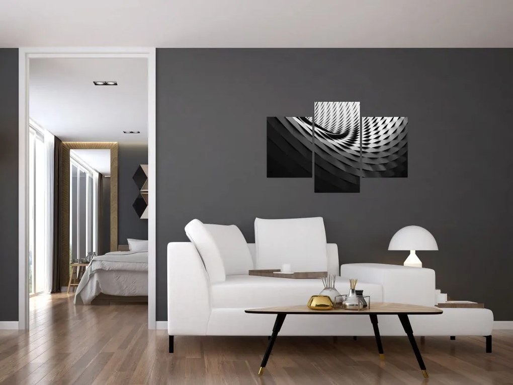 Tablou abstract - spirală alb neagră (90x60 cm)