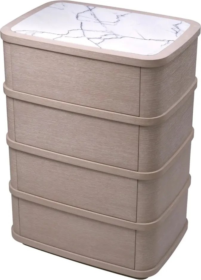 Dulapior inalt cu 4 sertare design LUX Cabana, stejar albit