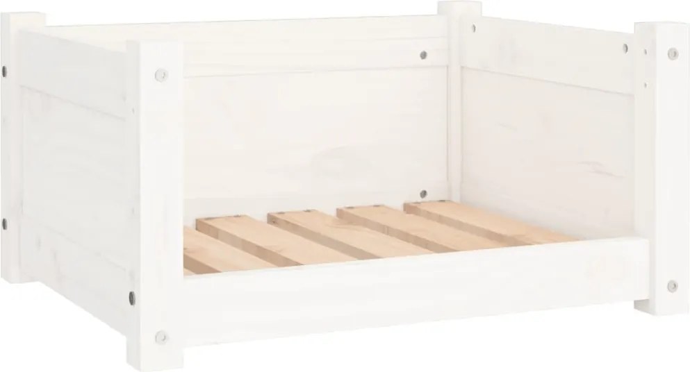 vidaXL Pat pentru câini alb 55,5x45,5x28 cm lemn masiv de pin