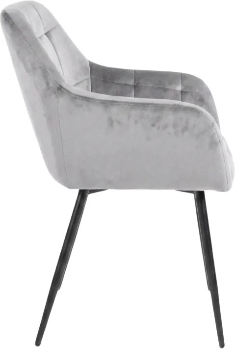 Fotoliu de sufragerie LOREN VELVET gri cu picioare negre