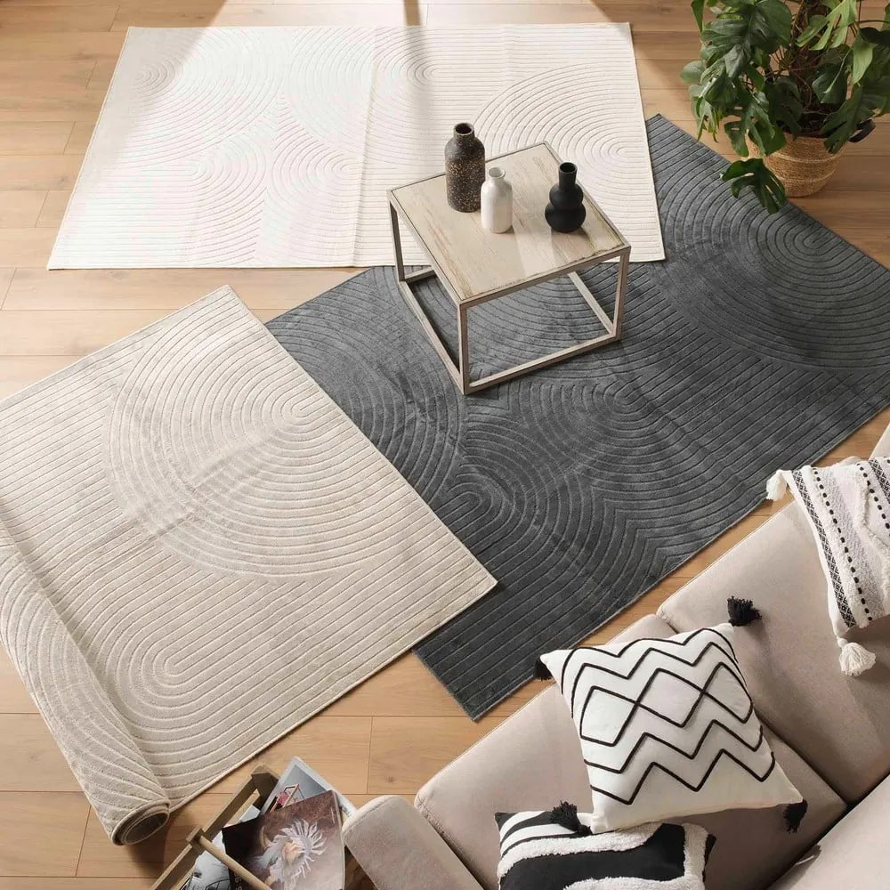 Covor gri din viscoză 140x200 cm Geode – douceur d'intérieur