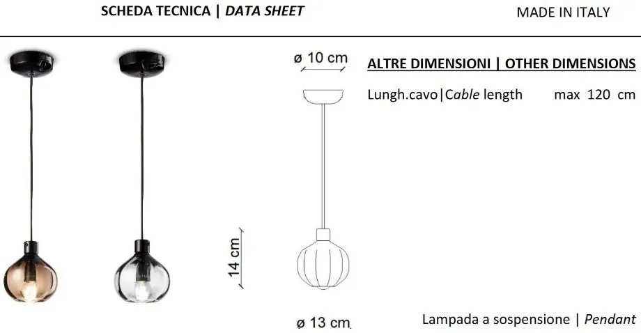 Pendul ceramic design italian realizat manual AFOXÉ Small Glass
