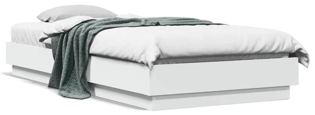 839511 vidaXL Cadru de pat cu lumini LED, alb, 90x200 cm