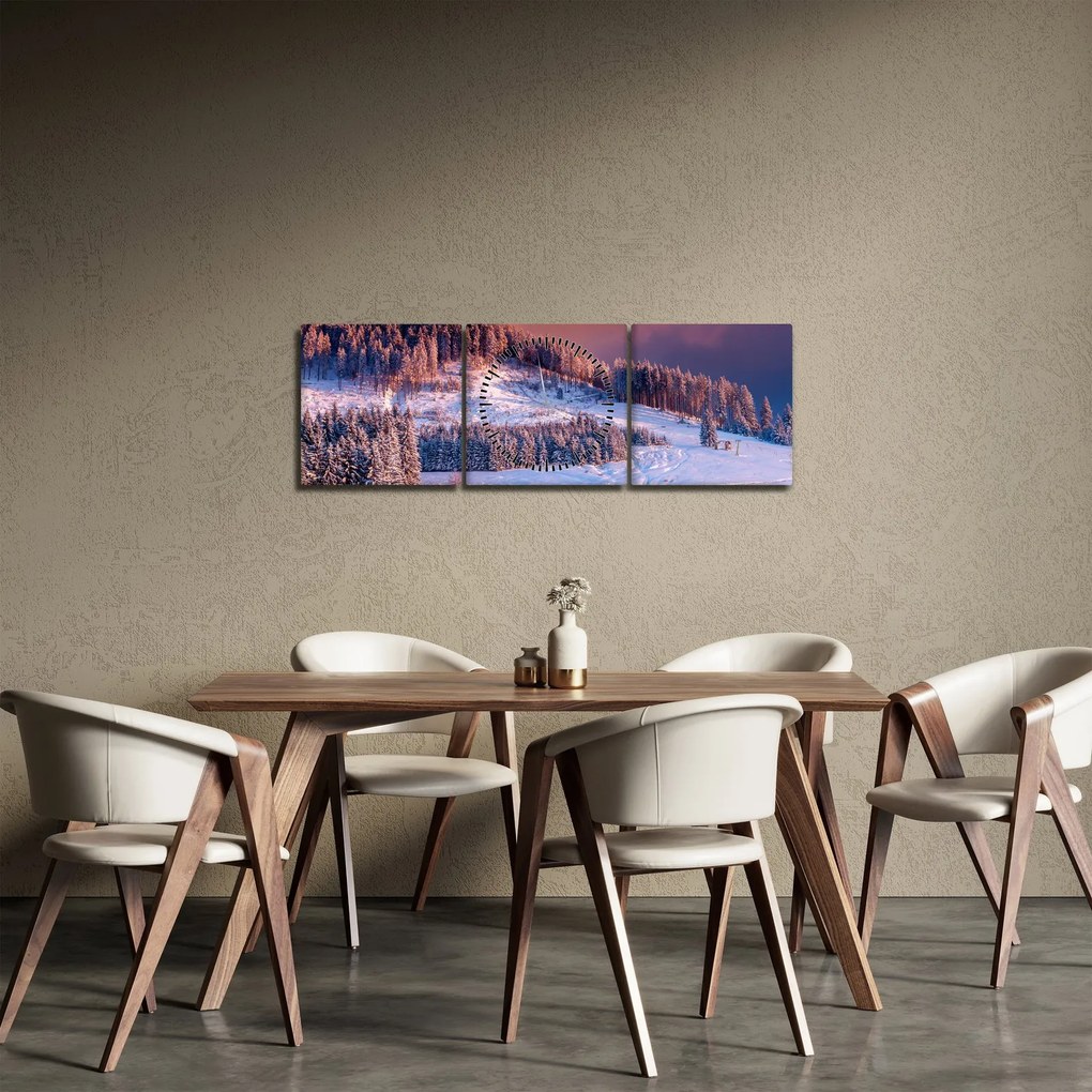 Tablou - Peisaj de iarnă (cu ceas) (90x30 cm)