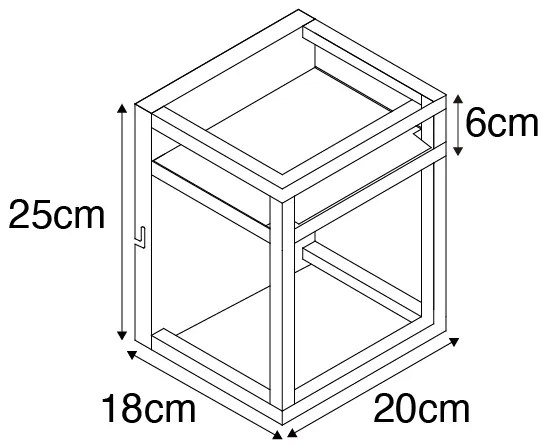 Aplică de perete industrială neagră cu raft - Cage Rack