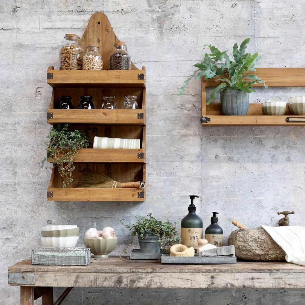 Etajera din lemn, cu 4 rafturi, aspect rustic