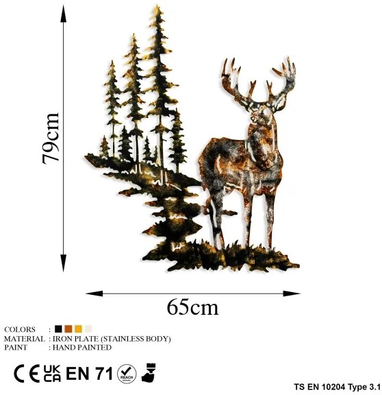 Decorațiune de perete 65x79 cm metal cerb