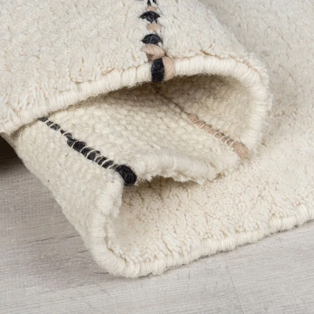 Covor crem țesut manual din lână 120x170 cm Dottie Linear – Flair Rugs