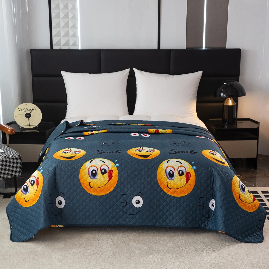 Cuvertura pentru pat FUNNY EMOJI gri Dimensiune: 170 x 210 cm