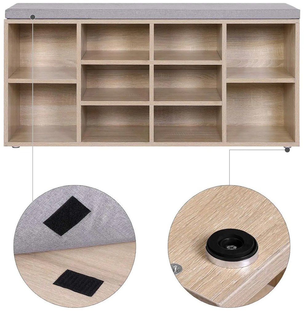 Dulap pantofi cu bancuta cu sezut gri WESO SONOMA 104x30 cm
