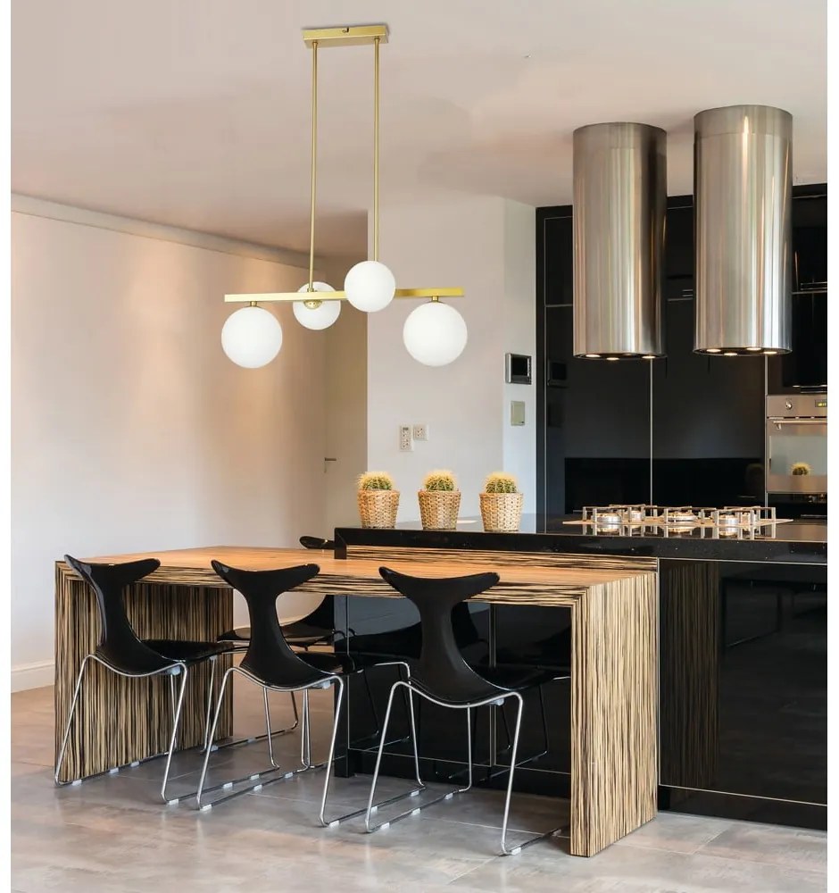 Lustră albă/aurie cu abajur din sticlă Kama – Candellux Lighting