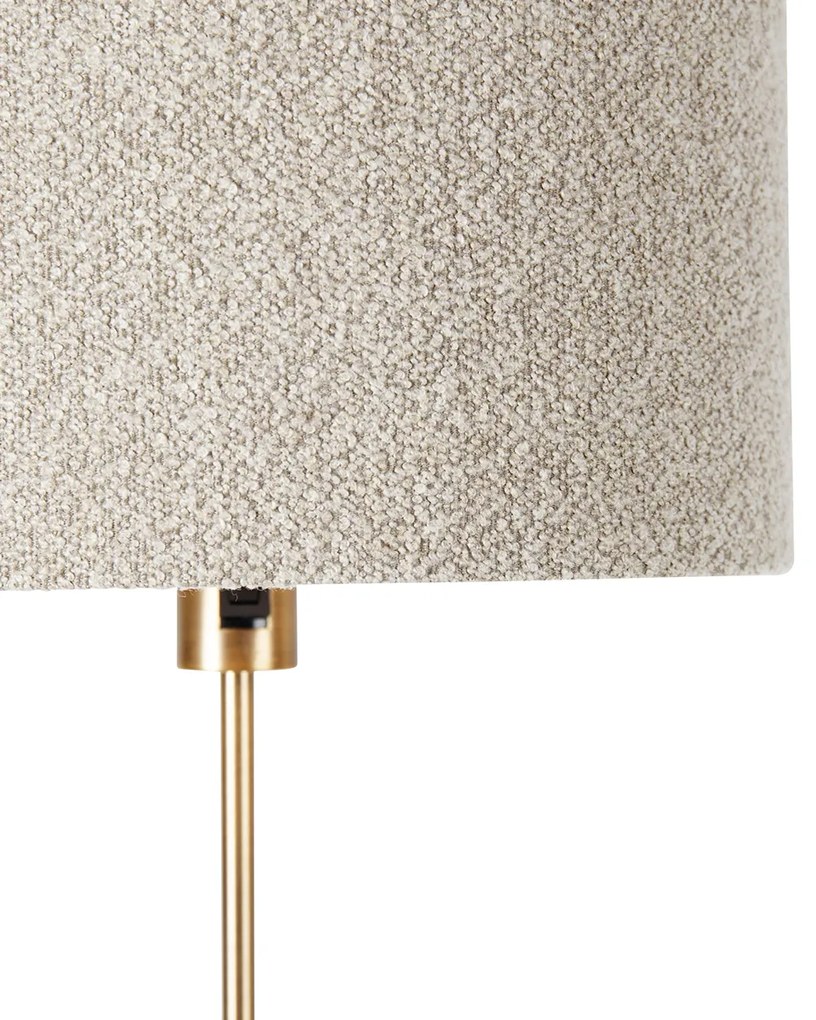 Lampa de podea reglabila bronz cu abajur boucle taupe 35 cm - Parte
