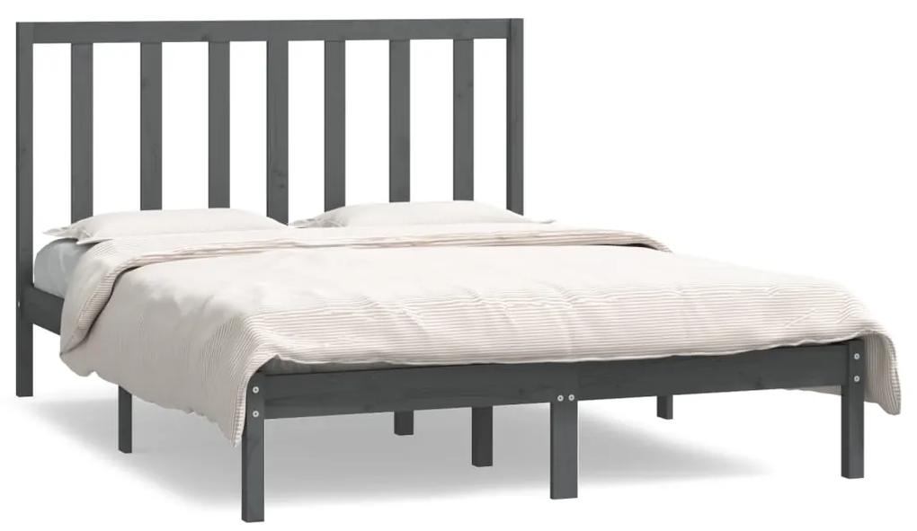 3106620 vidaXL Cadru de pat, gri, 140x190 cm, lemn masiv de pin