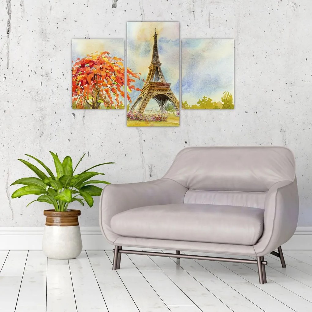Tablou pictat cu turnul Eiffel (90x60 cm)