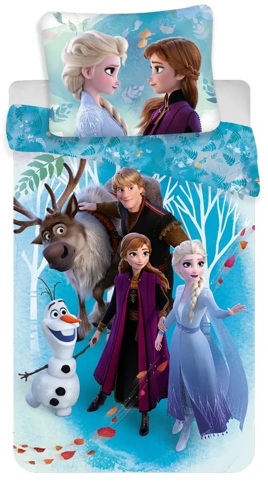 Lenjerie de pat pentru copii din bumbac pentru pat de o persoană 140x200 cm Frozen – Jerry Fabrics