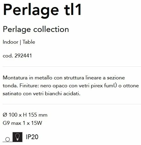 Lampa de masa moderna Perlage tl1 negru/fumuriu