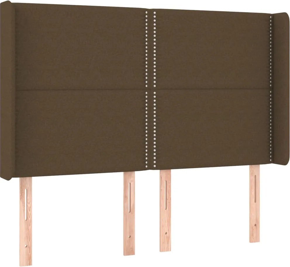 vidaXL Tăblie de pat cu aripioare maro închis 147x16x118/128 cm textil