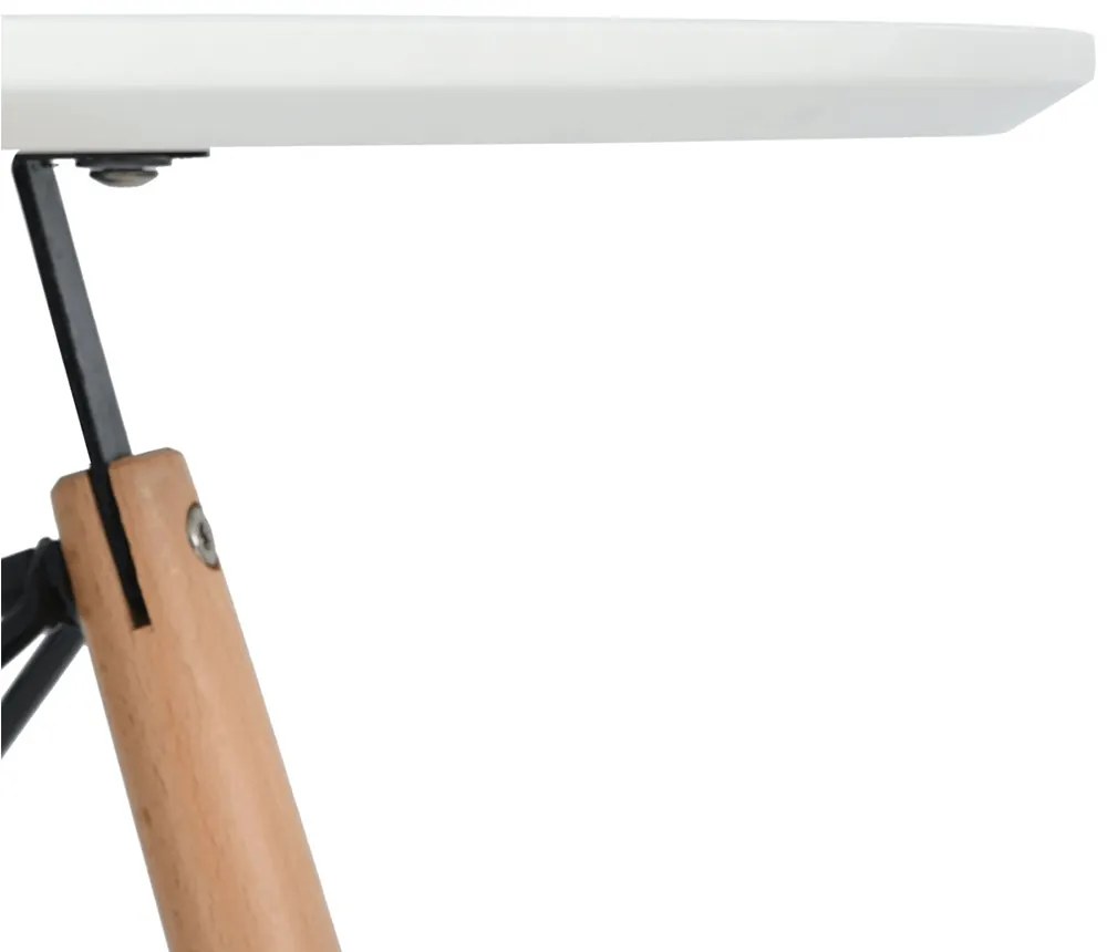 Masă dining, alb mat/fag, diametru 120 cm, DEMIN