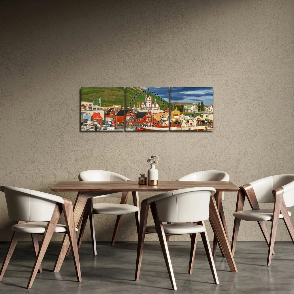 Tablou - Húsavík (cu ceas) (90x30 cm)