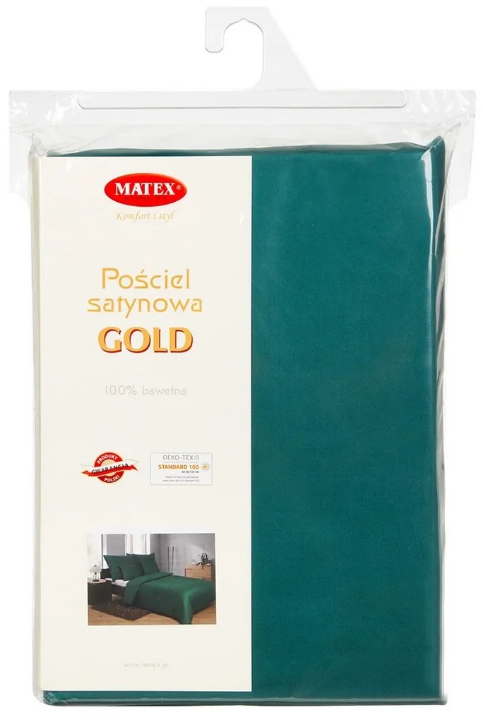 Lenjerie de pat MATEX Satin verde sticlă, 140 x 200 cm, 70 x 90 cm