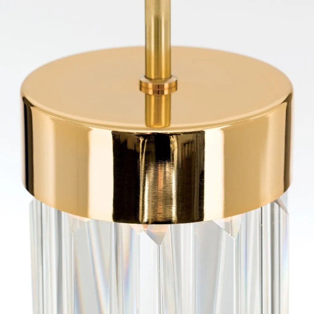 Pendul LED cu cristal K9 design elegant PRISM auriu