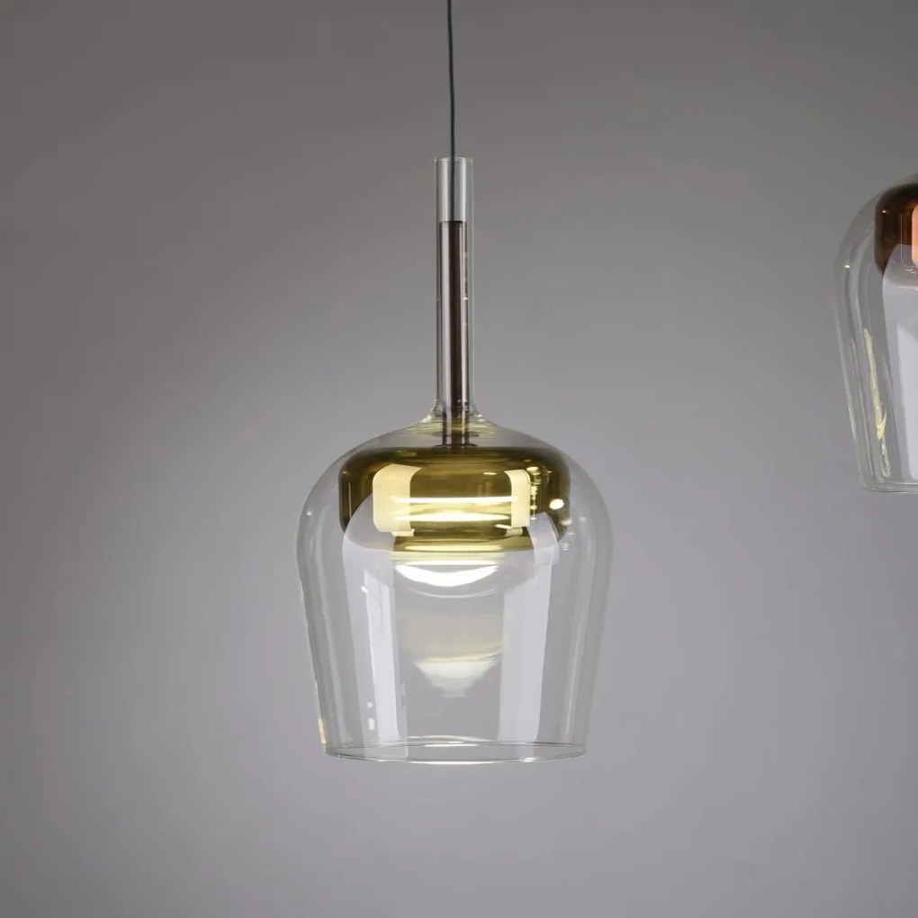 Pendul LED Smart cu Telecomanda, CCT, Sticla, Auriu, Q-KON