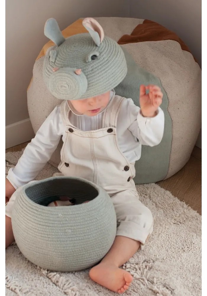 Coș de jucării pentru copii gri deschis din material textil ø 25x30 cm Henry the Hippo – Lorena Canals