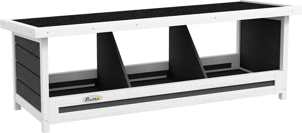 PawHut Cuibar pentru găini cu 3 compartimente, cu bază înălțată și acoperiș, din lemn și bitum, 95x37x34 cm, gri | Aosom Romania